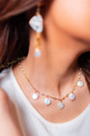 Isla white coin pearl and gold chain choker necklace - The Jewelry Palette