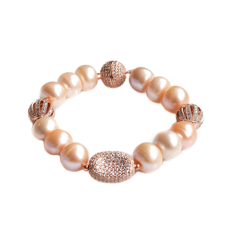 Joanna lustrous pink pearl and rose gold bracelet - The Jewelry Palette