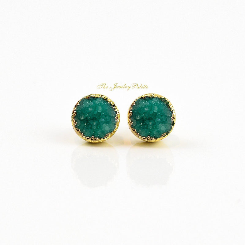 Lina rough cut multicolor druzy stud earrings - The Jewelry Palette