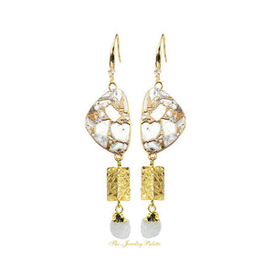 Lucia white and gold gemstone earrings - The Jewelry Palette