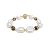 Lunara white freshwater pearl and glittering black stone bracelet - The Jewelry Palette