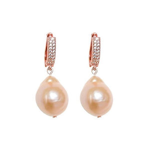 Madeleine lustrous pink Edison pearl and rose gold earrings - The Jewelry Palette