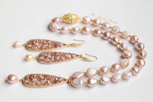 Marie Lavender pearl set with zircon pendant - The Jewelry Palette
