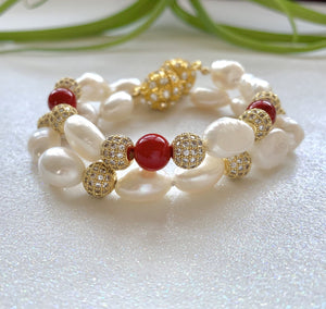 Marjaan pearl and coral bracelet - The Jewelry Palette