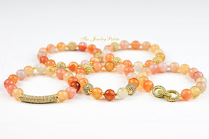 Maya agate and zircon studded gold beads stretch bracelets - The Jewelry Palette