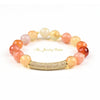 Maya agate and zircon studded gold beads stretch bracelets - The Jewelry Palette