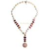 Mia ivory and rust baroque coin pearl with rose gold pendant necklace - The Jewelry Palette