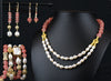 Nargis white freshwater pearl and pink quartz trio bracelet - The Jewelry Palette