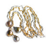 Natalie silver and gold chain necklace with grey baroque pearls - The Jewelry Palette