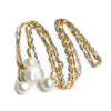 Natalie silver and gold chain necklace with white baroque pearls - The Jewelry Palette