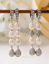 Pinar white freshwater pearl long earrings - The Jewelry Palette