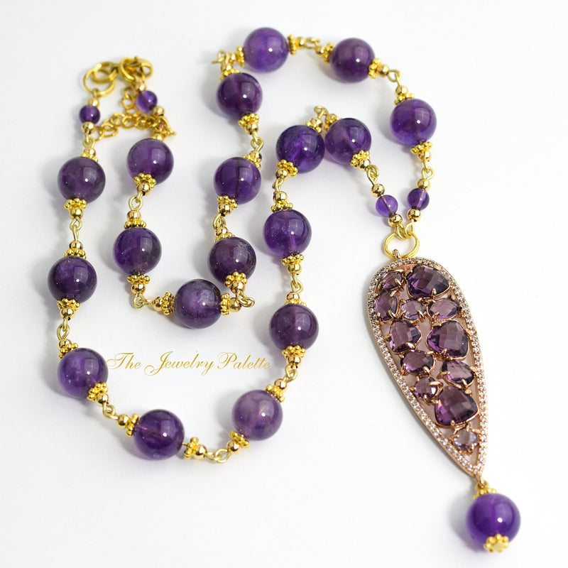 Simra amethyst necklace and earrings