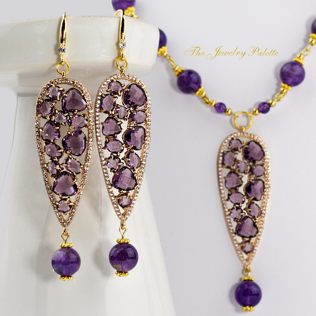 Simra amethyst necklace and earrings - The Jewelry Palette
