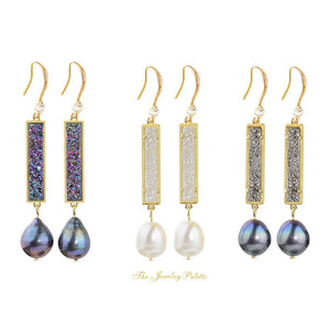 Stella multicolor druzy long drop earrings - The Jewelry Palette