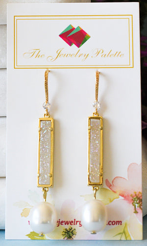 Stella multicolor druzy long drop earrings - The Jewelry Palette