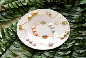 Tasha multicolor baroque coin pearl with gold chain necklace - The Jewelry Palette