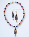 Venetia navy blue gemstone necklace and earrings - The Jewelry Palette