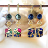 Viviana green and gold coin pearl and gemstone earrings - The Jewelry Palette