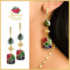 Viviana green and gold coin pearl and gemstone earrings - The Jewelry Palette