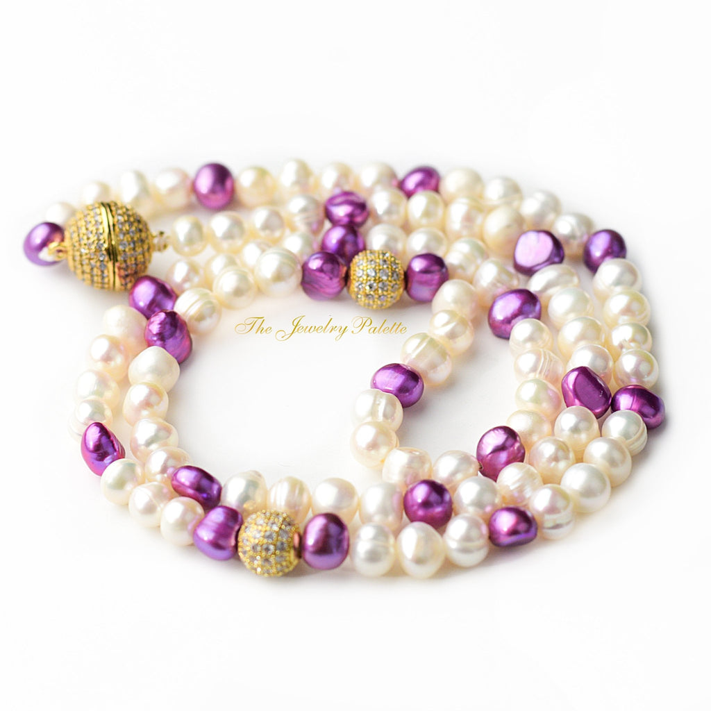 White and purple pearls tasbeeh (rosary) - The Jewelry Palette