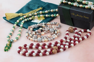White pearl and agate beads tasbeeh (rosary) - The Jewelry Palette