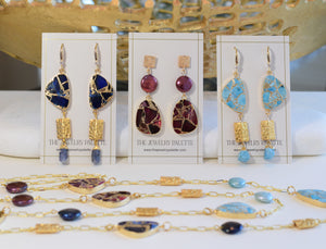Lucia turquoise and gold gemstone earrings - The Jewelry Palette