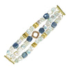 Zara white freshwater pearl and blue gemstone three-tier bracelet - The Jewelry Palette