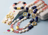 Zara white freshwater pearl, lapis lazuli and pink quartz bracelet - The Jewelry Palette