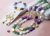 Zara white pearl, green aventurine and purple agate necklace - The Jewelry Palette
