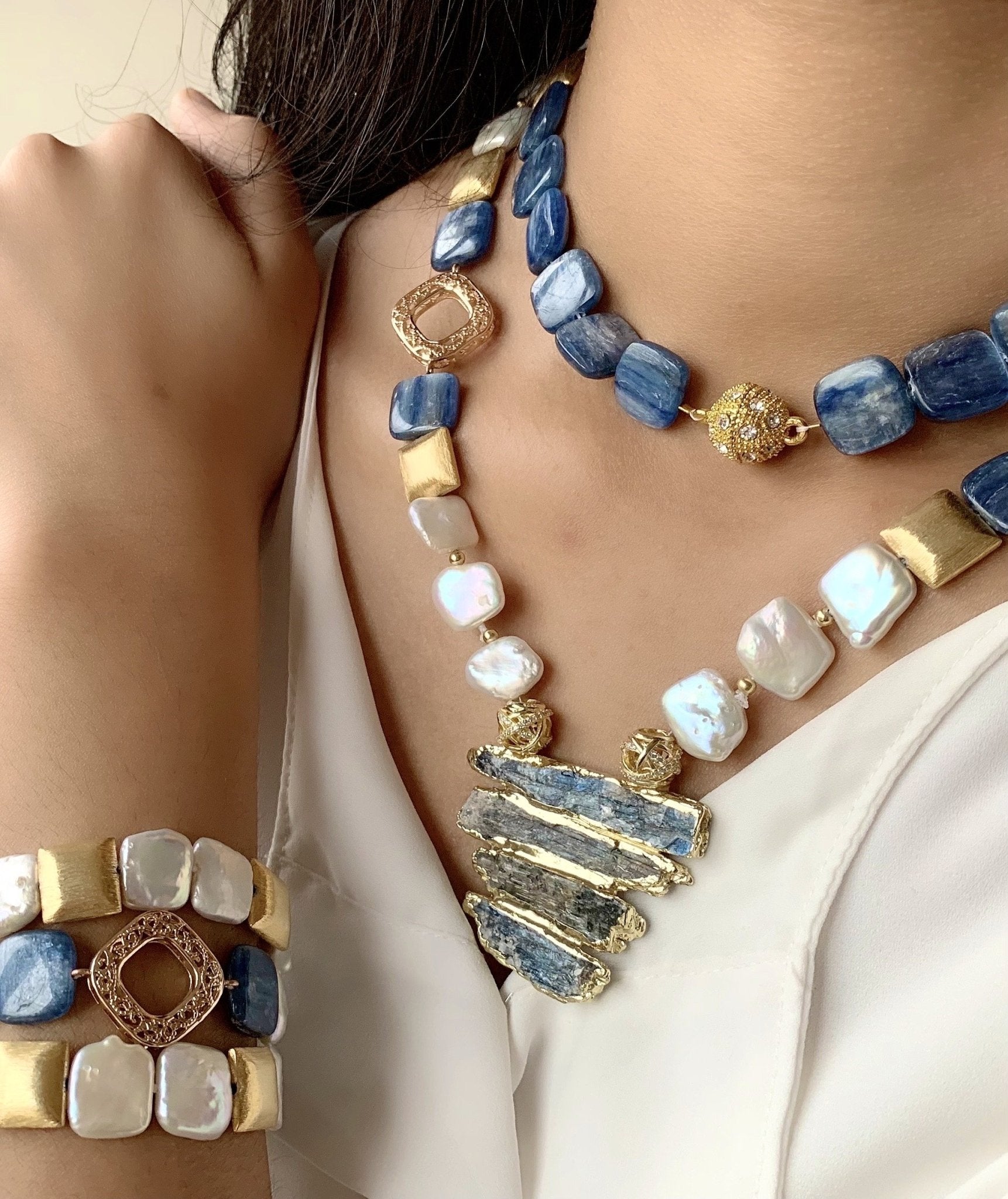 Gemstone Jewellery And Pearls Necklace - Diamond Polki jewellery store  online