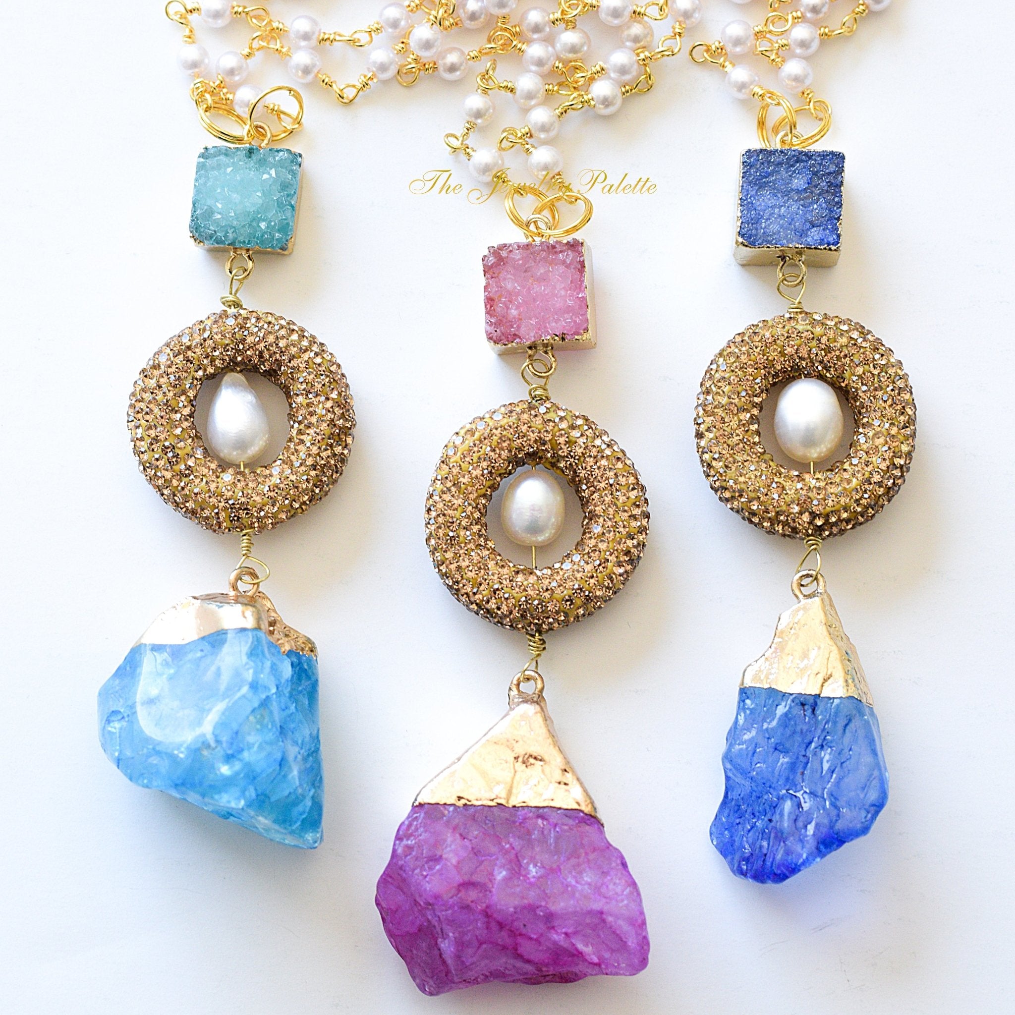 NWOT Druzy Quartz Necklace & Earrings | Quartz necklace, Womens jewelry  necklace, Collar style necklace